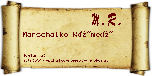 Marschalko Rómeó névjegykártya